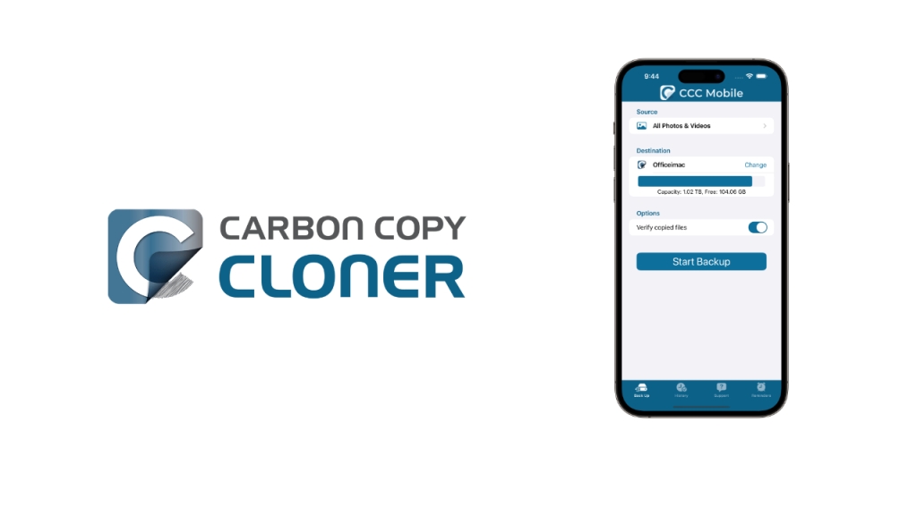 Picture of Carbon copy Cloner logo and new mobile backup app 
